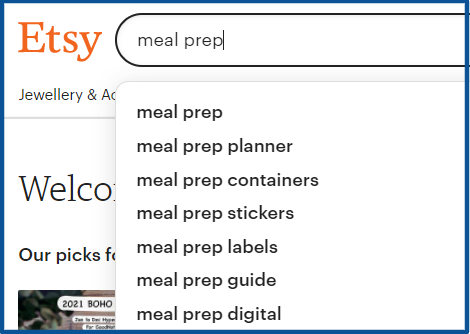 meal prep keyword on etsy